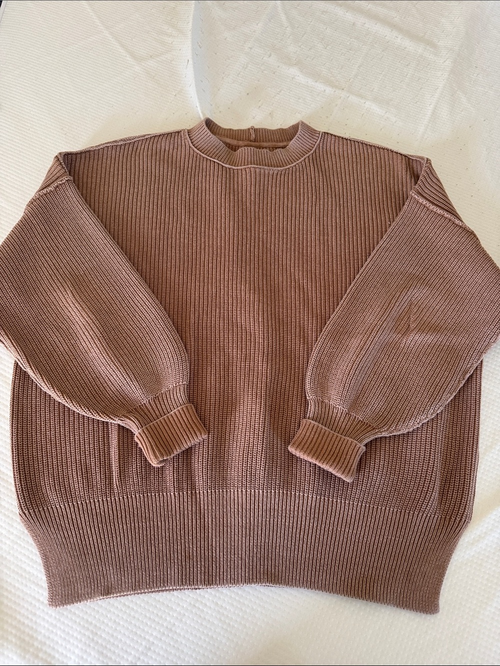 Aerie women’s Crewneck Ribbed Sweater in tan